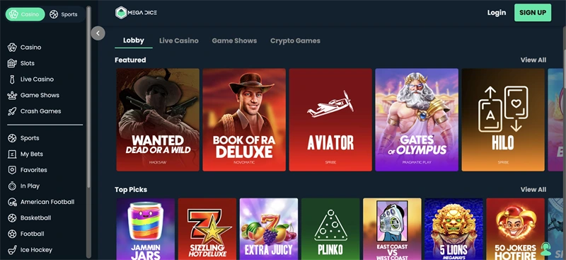 mega-dice-casino-homepage