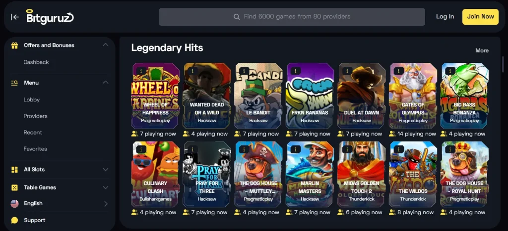 bitguruz-casino-lobby